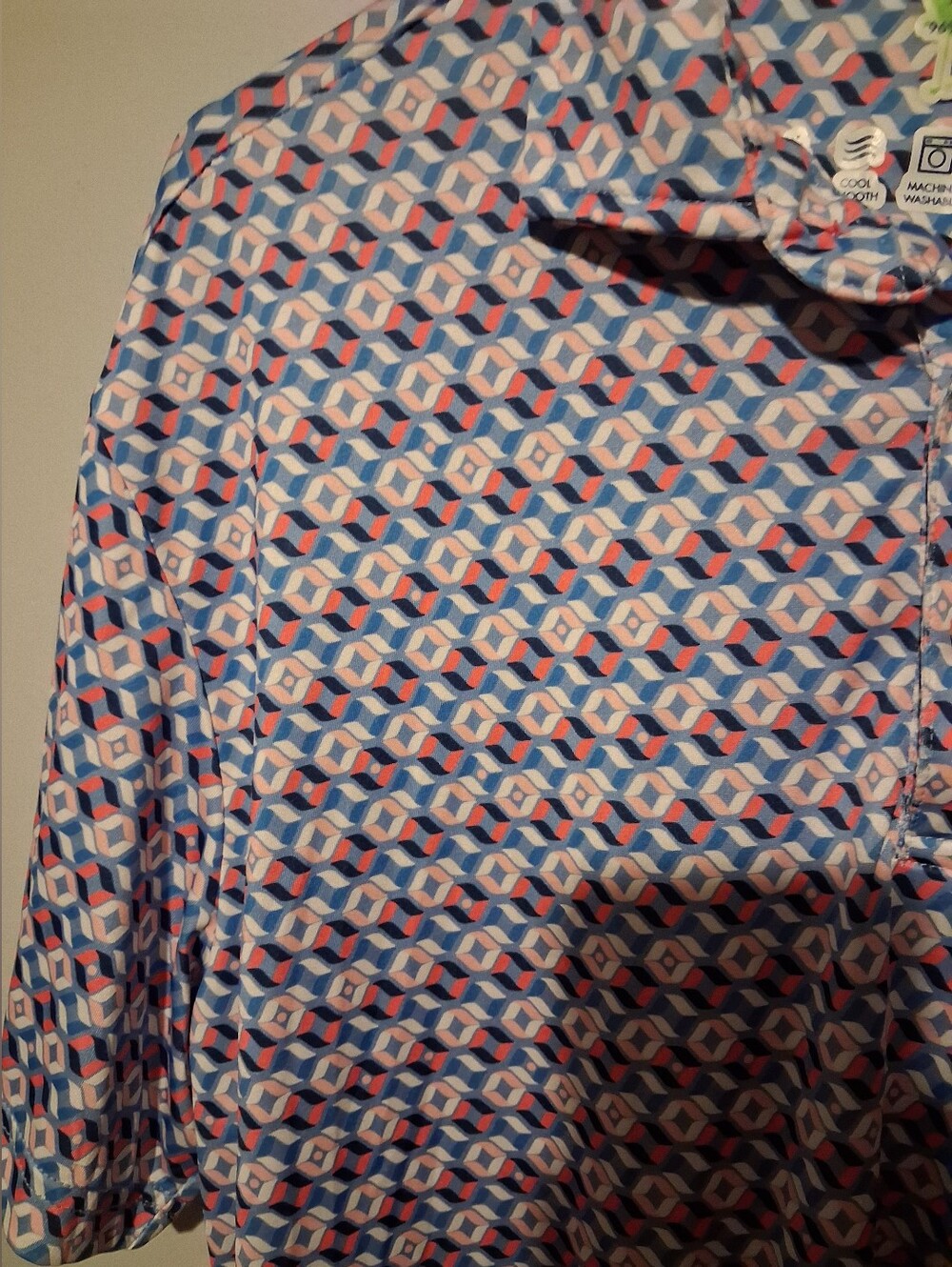 TailorByrd Performance Golf Polo Shirt Mens Large Geometric Print Tennis Preppy
